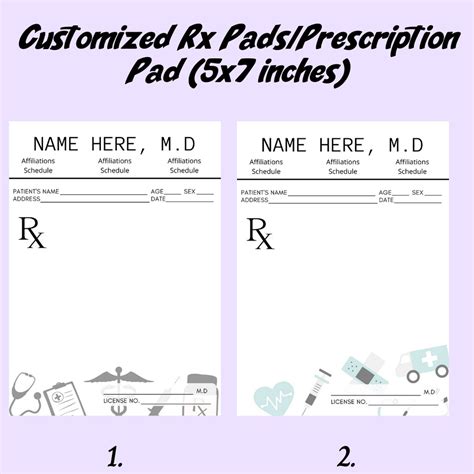 100 Sheet 5X7 Prescription Pad For Providers To Share With Clients