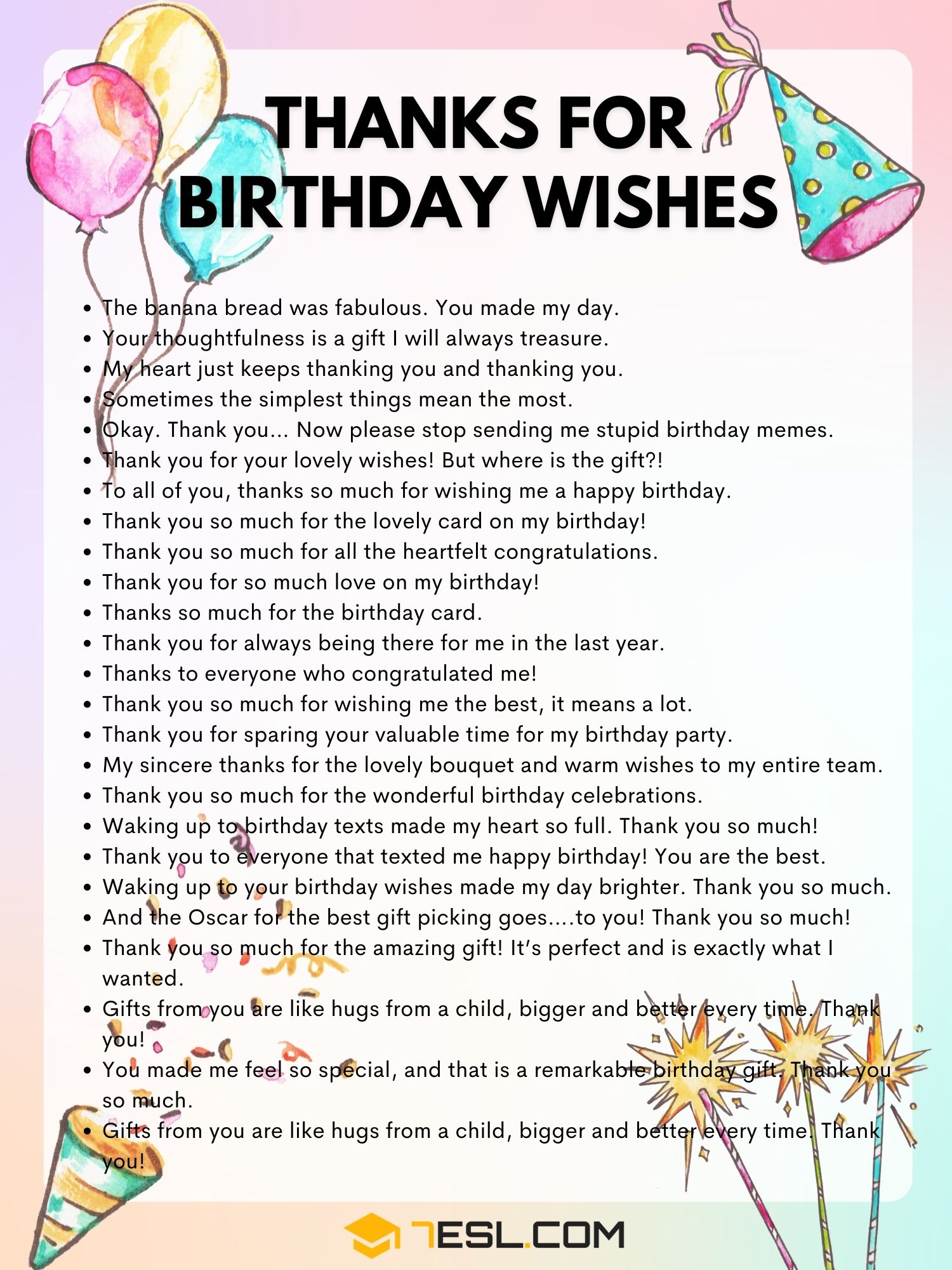 100 Ways To Say Thank You For The Birthday Wishes The Right Wording