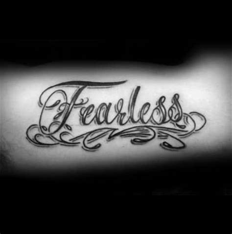 20 Fearless Tattoo Designs For Men Powerful Word Ink Ideas