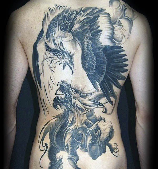 40 Phoenix Back Tattoo Designs For Men Flaming Bird Ideas