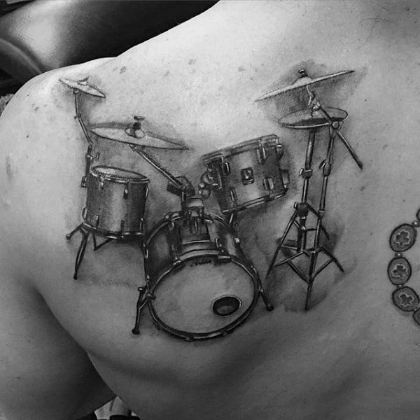 70 Drum Tattoos For Men Musical Instrument Design Ideas