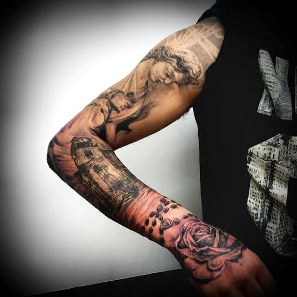 75 Religious Sleeve Tattoos For Men Divine Spirit Designs