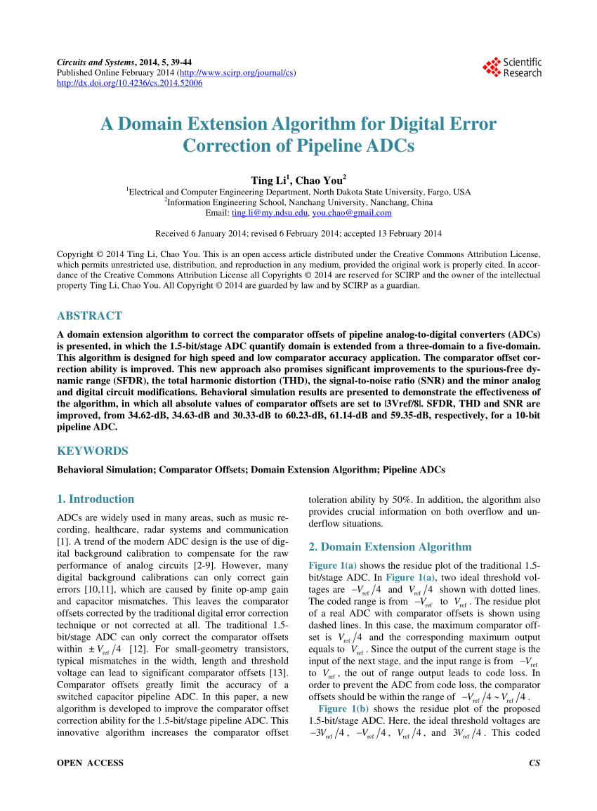 A Domain Extension Algorithm For Digital Error Correction Of Pipeline Adcs