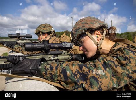 A Navy Reserve Officers Training Corps Rotc Midshipman Fires An M16a2