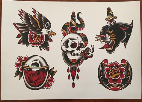 American Traditional Flash Tattoo Art and Designs