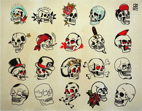 American Traditional Skulls Mixed Media By Cody Pratt