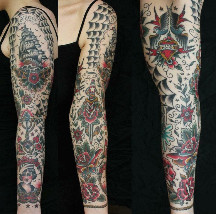 American Traditional Sleeve Tattoo Designs and Meanings Revealed