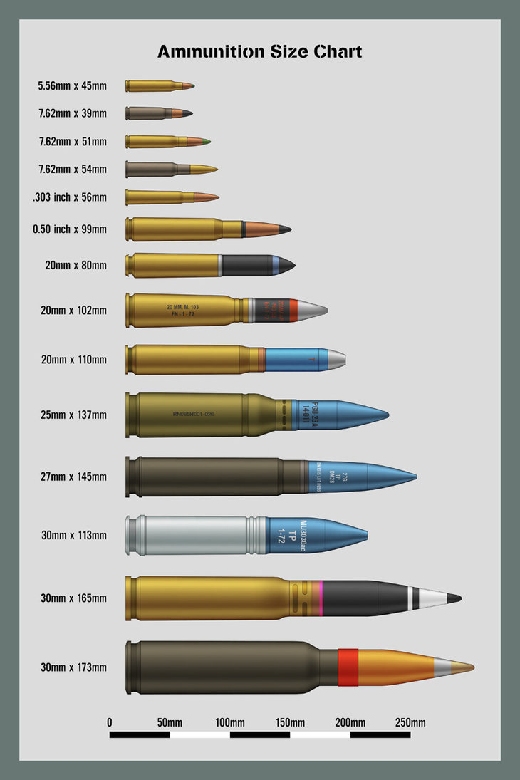 Ammo And Gun Collector Ammo Size Comparison Charts