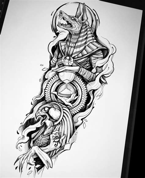 Anubis Egyptian God Tattoo Design Inspiration and Meaning