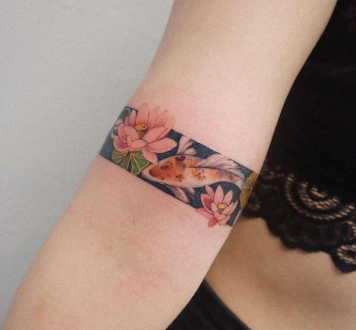 Arm Band Flower Tattoo Design Ideas and Inspiration