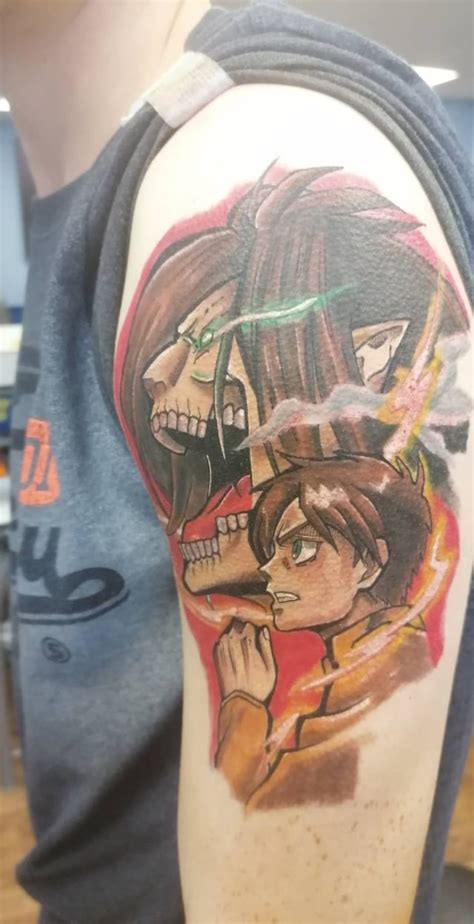 Attack Titan And Eren Yeager Tattoo Done By Martin Paul Parker R Ereh