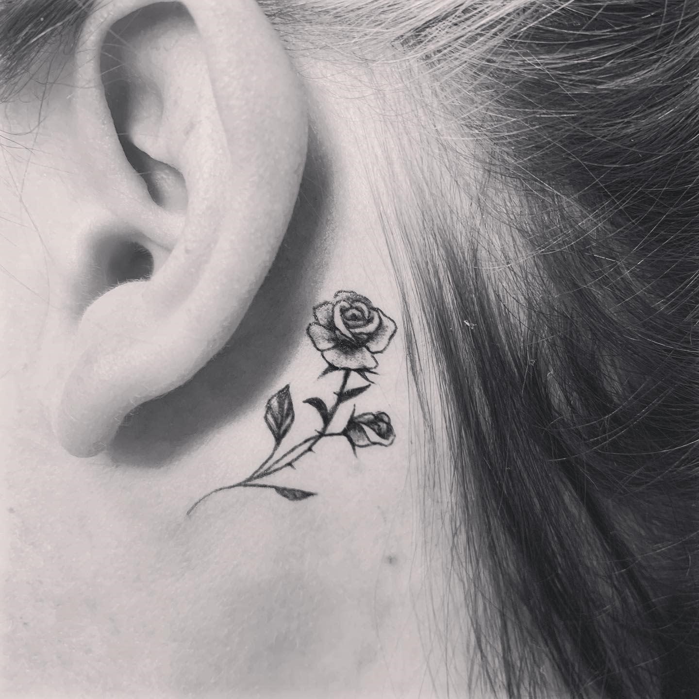 Back of Ear Tattoo Ideas and Designs