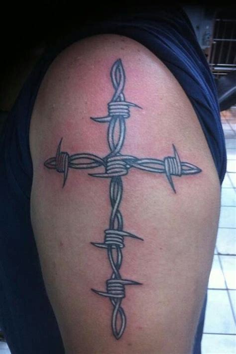 Barbed Wire Cross Tattoo