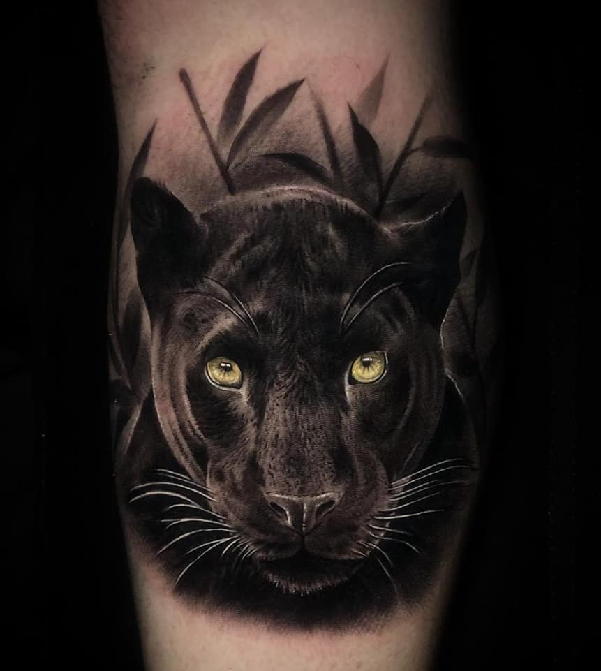 Black And Grey Style Black Panther Tattoo Located On