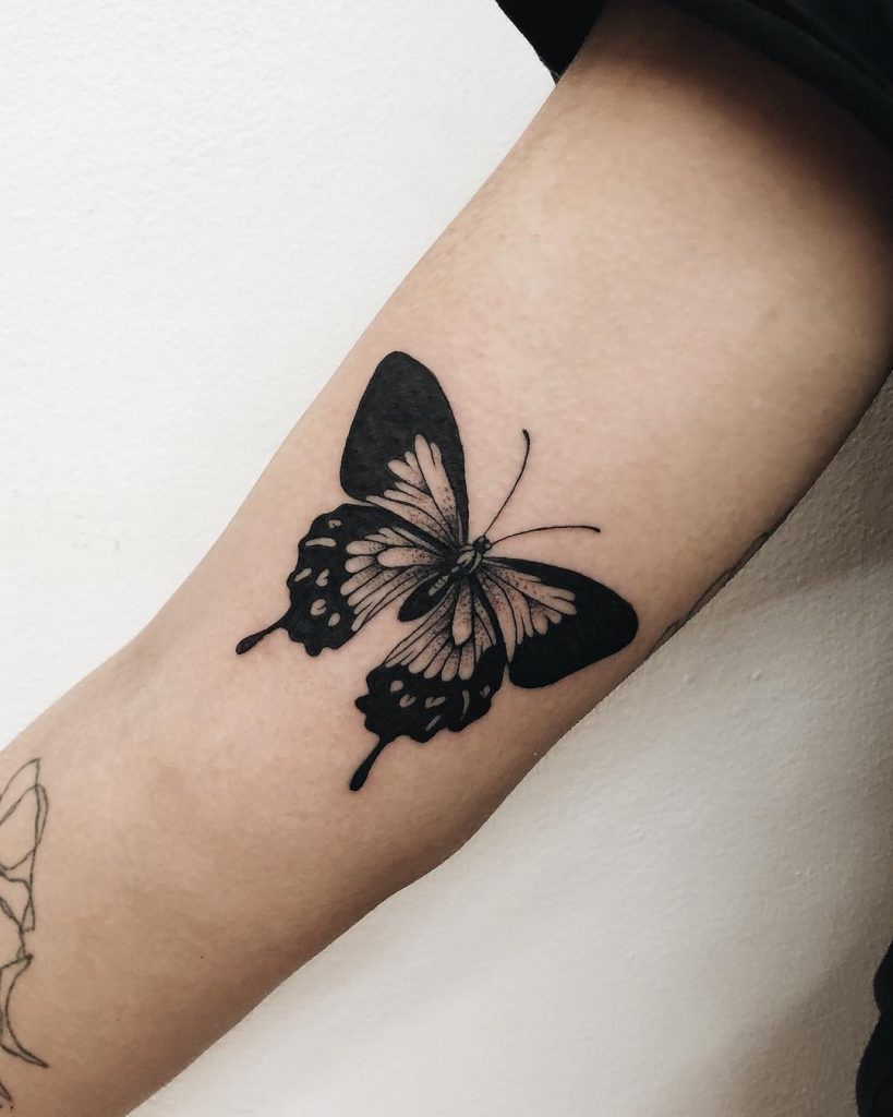 Black White Butterfly Tattoo Designs Inspiration