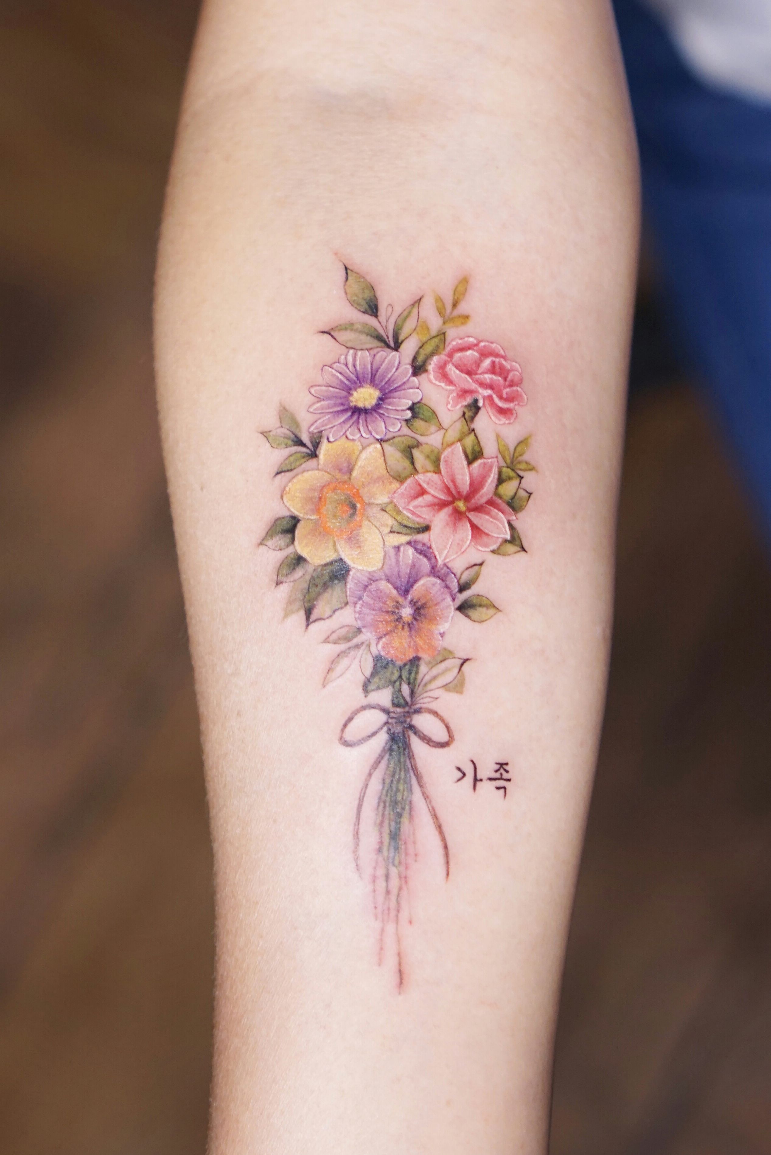 Bouquet Of Birth Flowers Tattoo