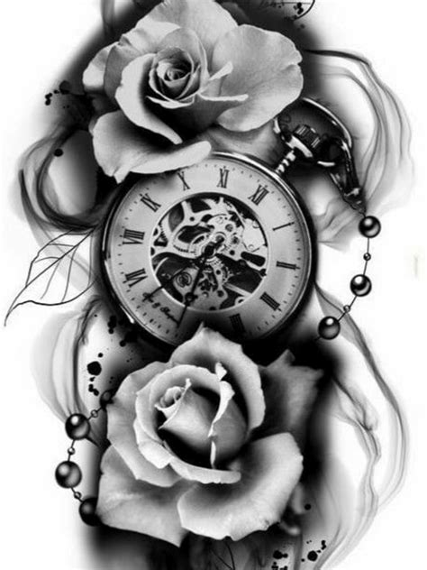 7 Unique Clock and Rose Tattoo Design Ideas