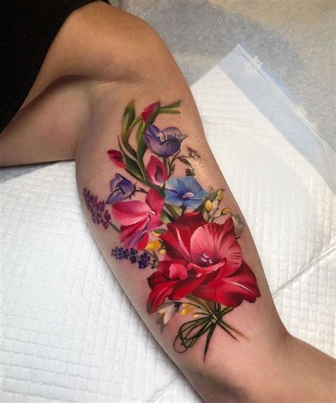 Vibrant Coloured Flower Tattoo Designs Inspiration Guide