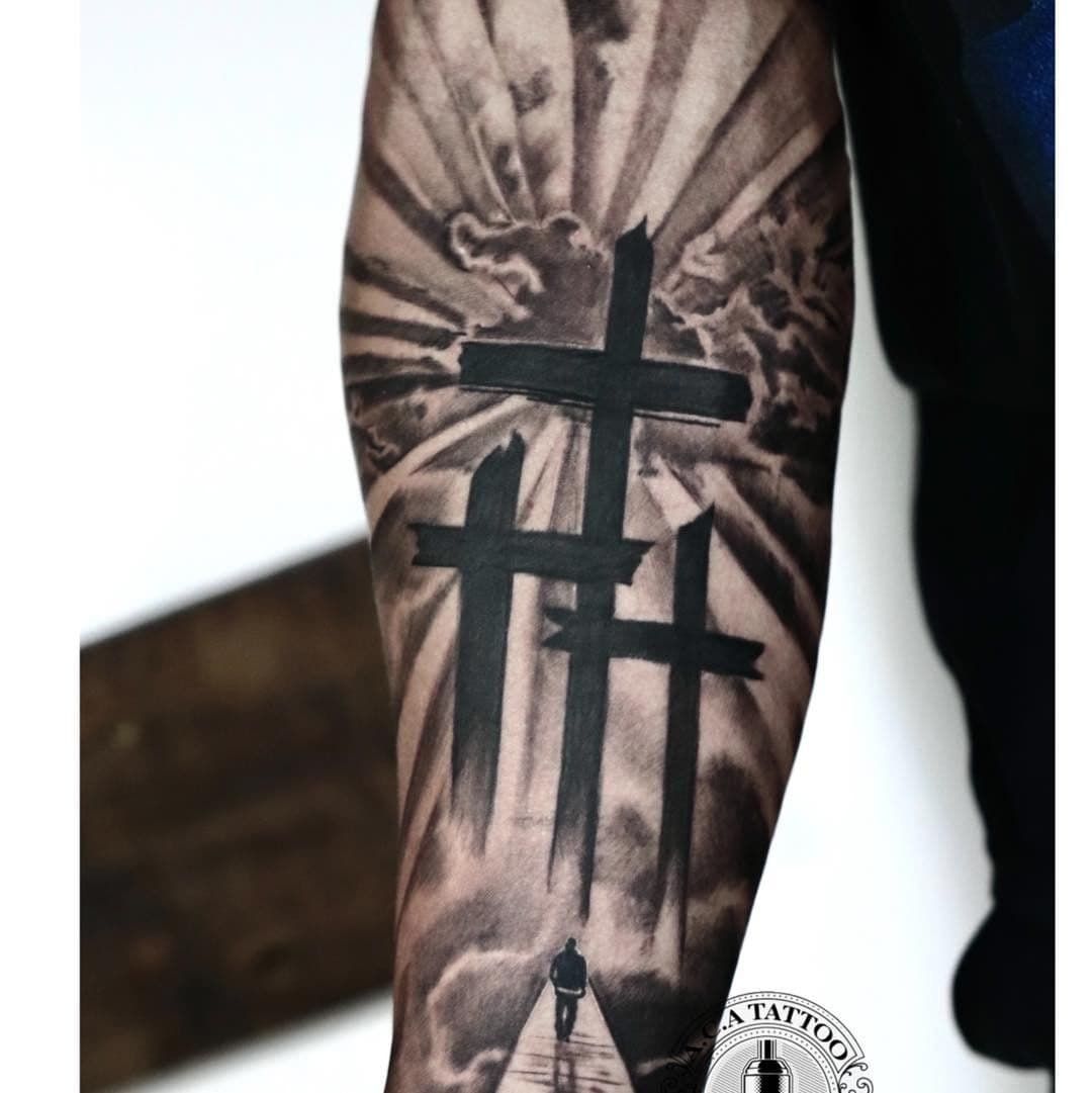 Cross Tattoo On Arm