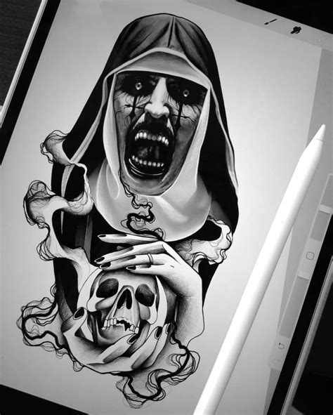 Demonic Evil Nun Tattoo Design Inspiration and Ideas