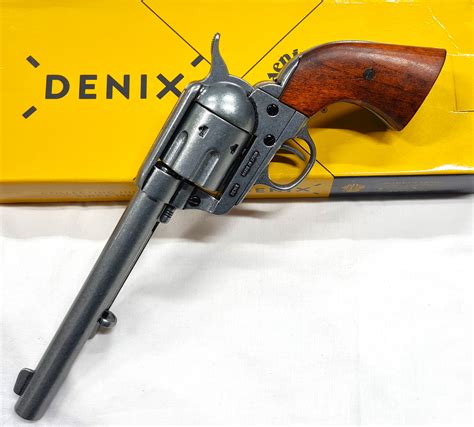 Denix Replica Gun 1873 Nickle Colt Peace Maker Revolver Pistol 1191 G