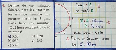 Dentro De N Minutos Faltar N Para Las 6 P M Los Mismos Minutos Que