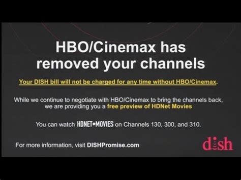 Dish Network Hbo Cinemax Dispute Message Youtube