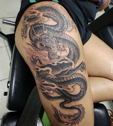 Dragon Thigh Tattoos For Women