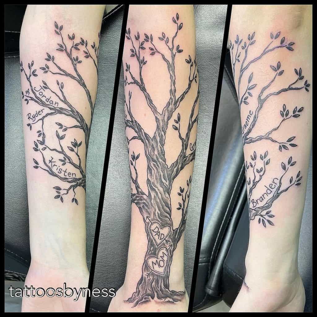 Family Tree Tattoo On Forearm