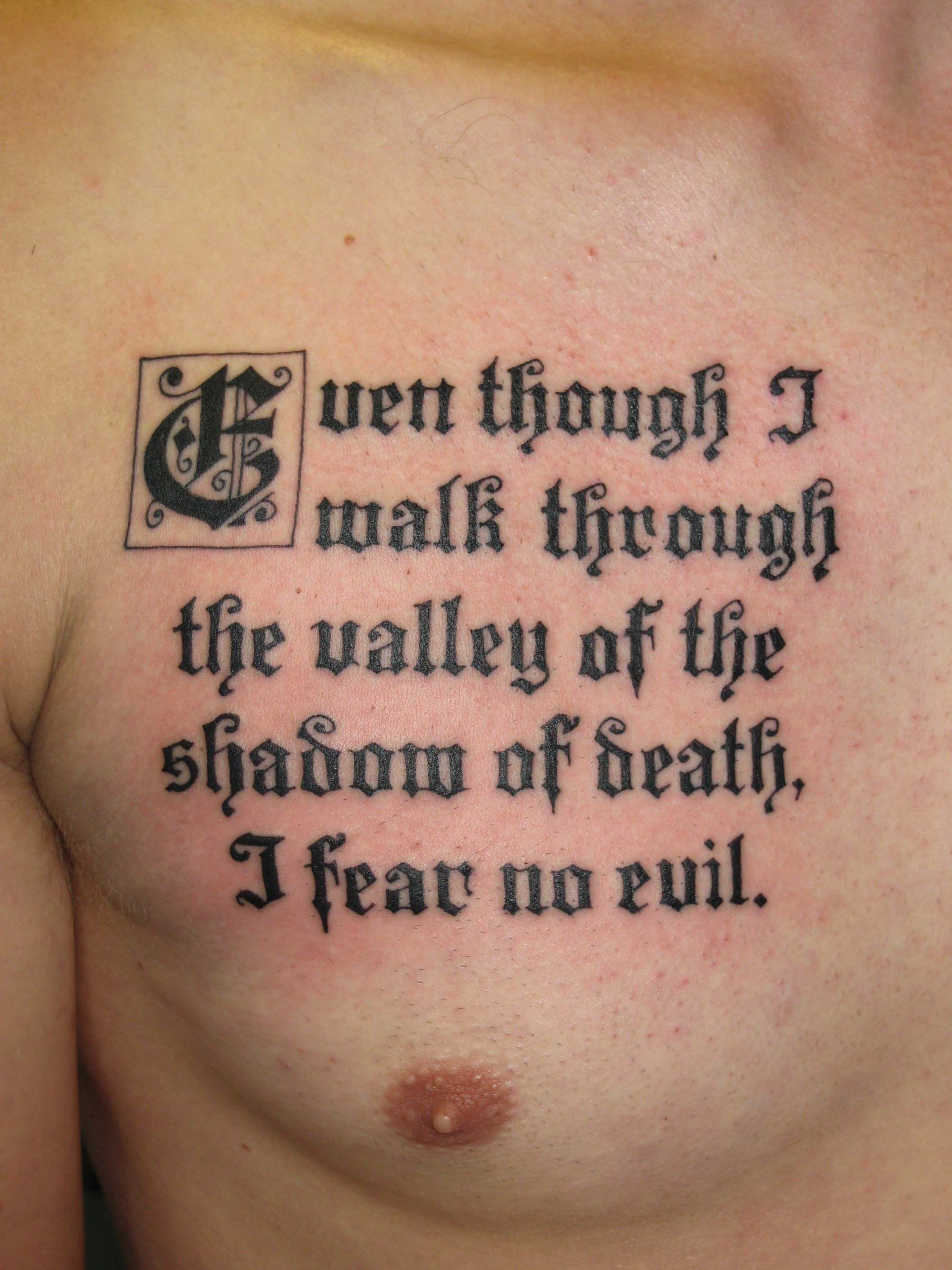 Fear No Evil Tattoo Chest