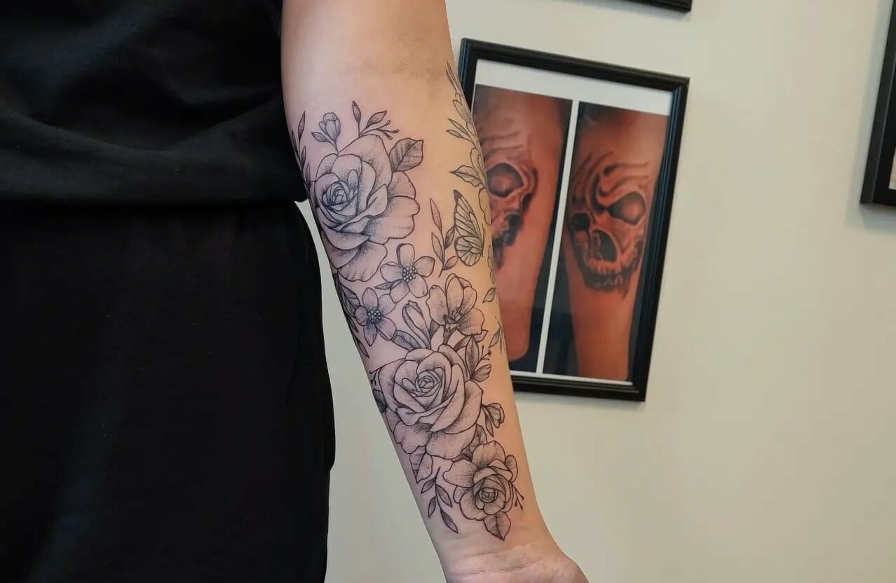 Female Flower Sleeve Tattoo Ideas and Designs