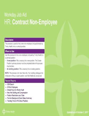 Fillable Online Workday Trinity Health Hr Contract Non Employee Fax