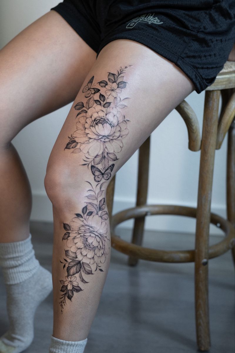 10 Exquisite Floral Leg Tattoo Designs