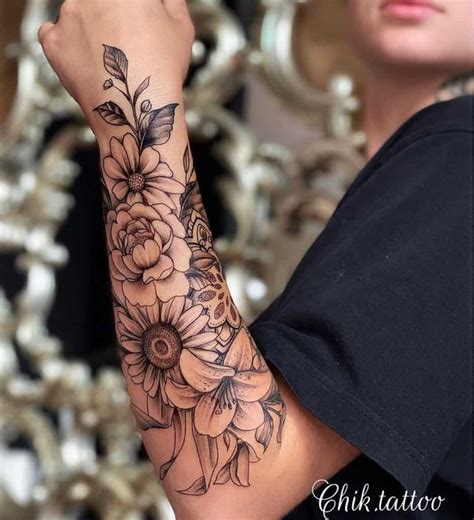 Beautiful Floral Tattoo Forearm Design Ideas