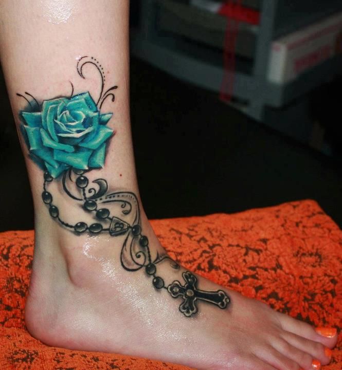 7 Lovely Foot Rose Tattoo Designs