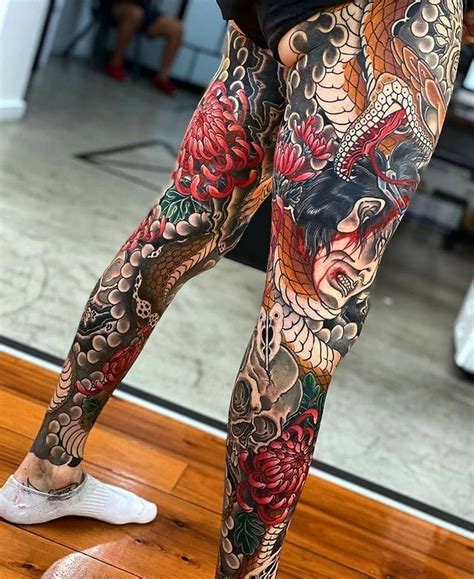 Get Inked Experience The Artistry Of A Full Leg Japanese Tattoo