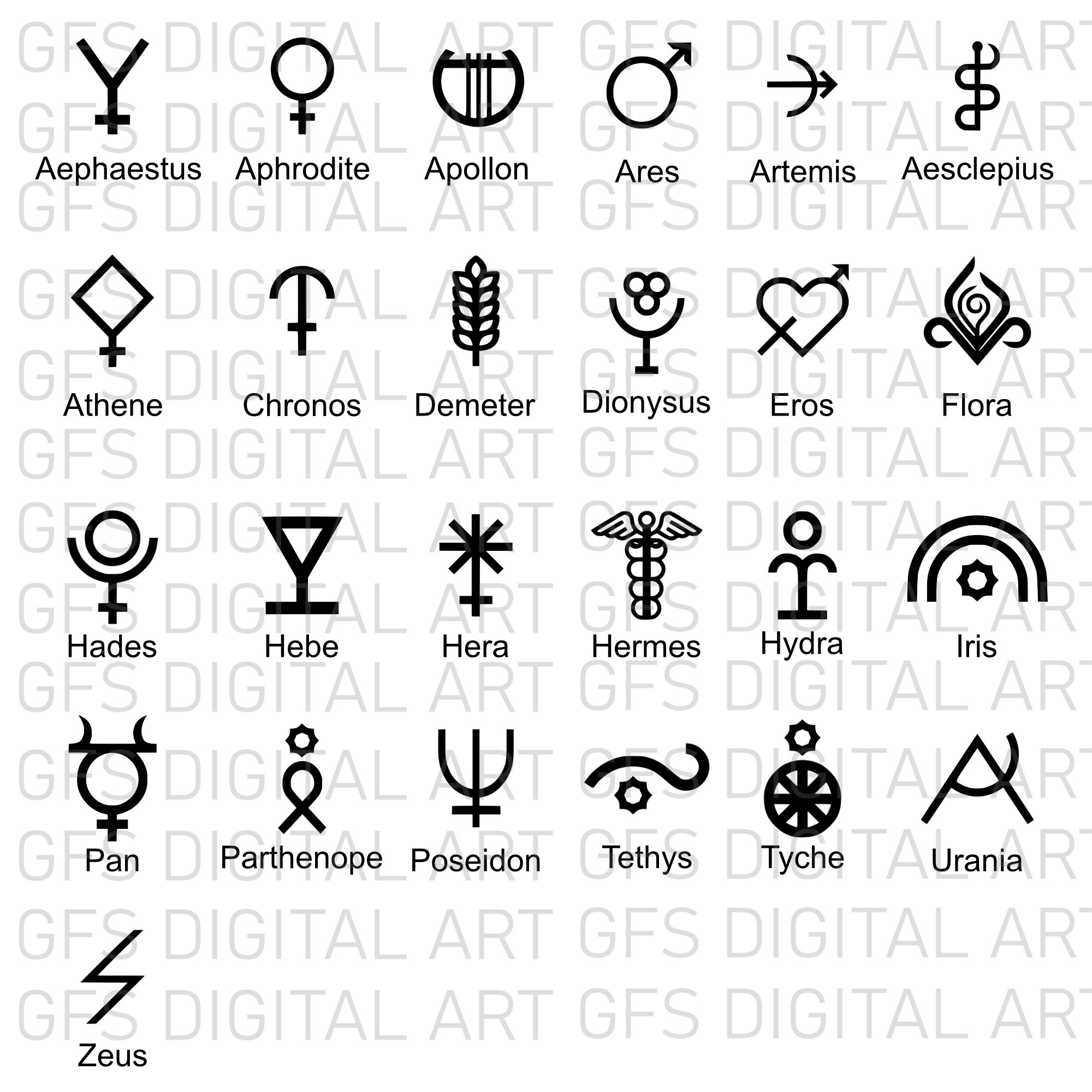 Greek Symbols Svg Greek Mythology Theme Woman Tattoo Desig