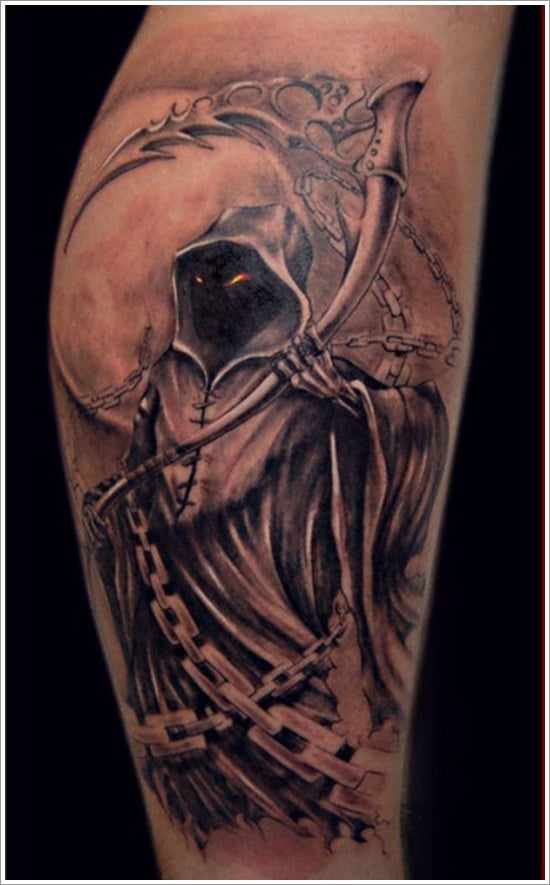 Grim Reaper On Horse Tattoo Designs