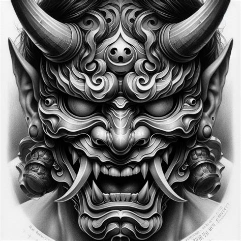 Vibrant Hannya Mask Tattoo Designs in Color