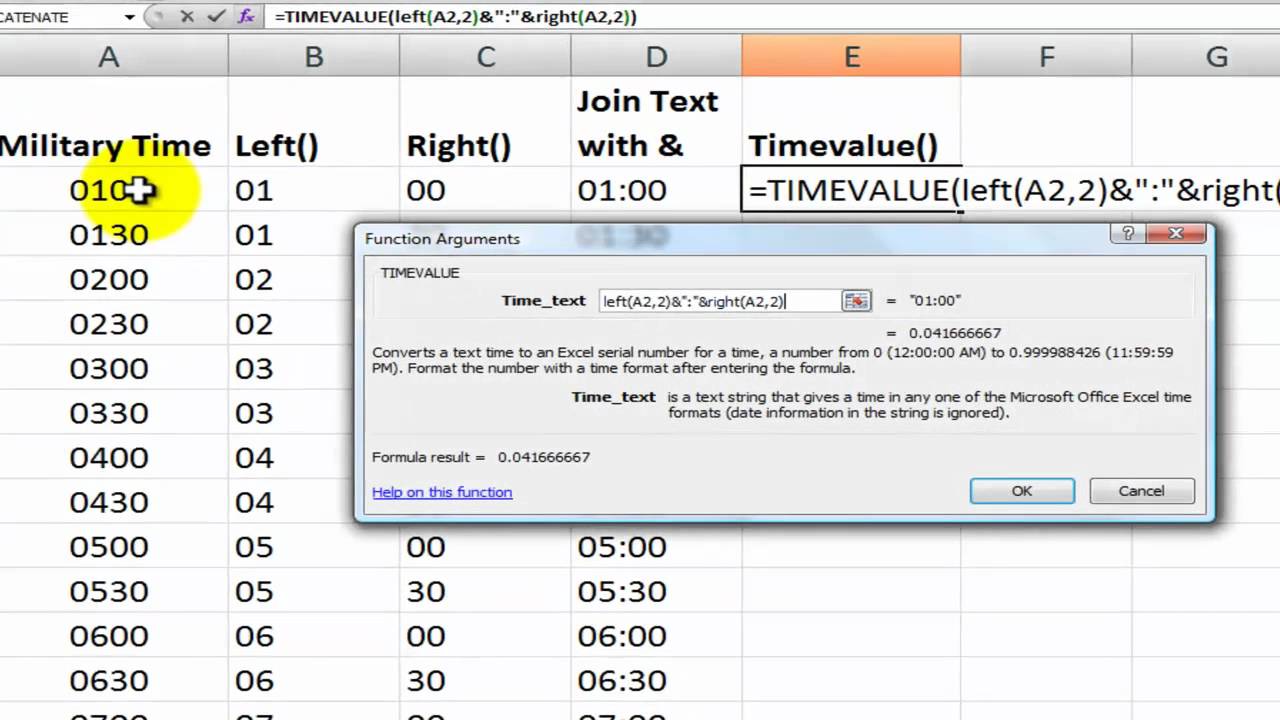 How To Convert Military Time To Regular Time In Excel Spreadsheet Youtube