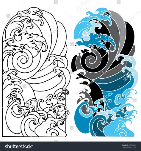 Japanese Wave Tattooocean Tattoo Arm Stock Vector Royalty Free