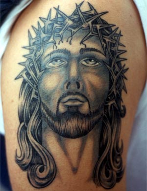 Jesus In Crown Of Thorns Tattoo Tattooimages Biz