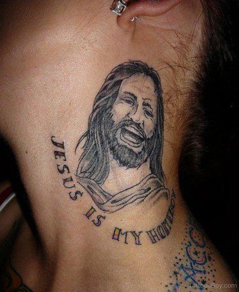 Jesus Tattoos On Neck