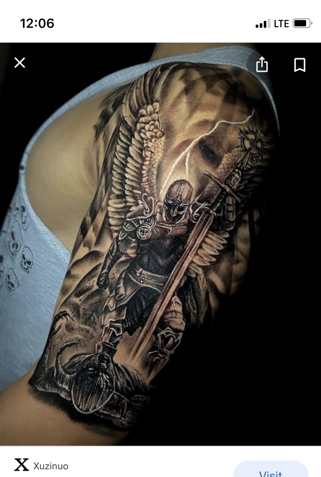 Male Angel Warrior Tattoo