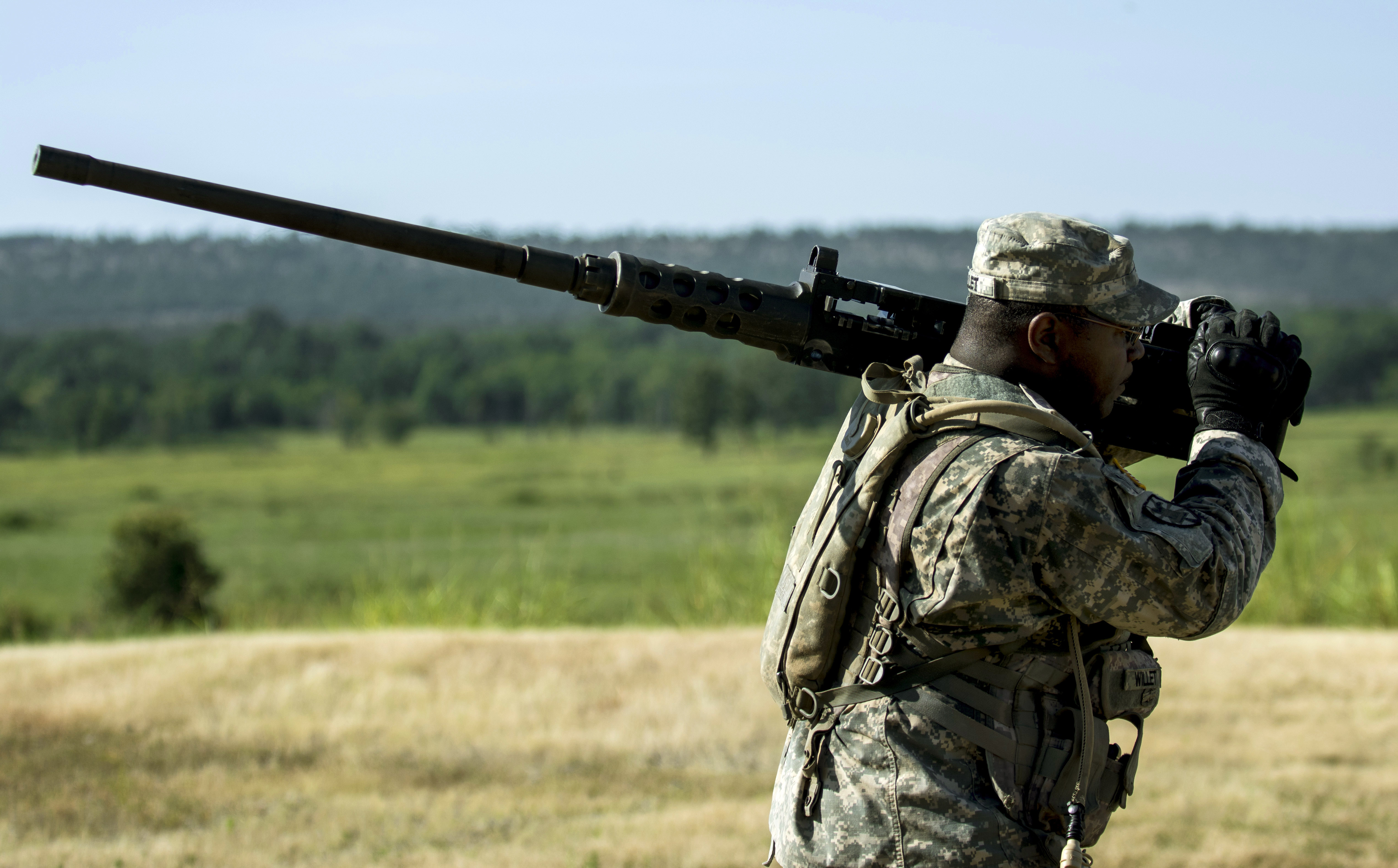 Marines Participate In Operation Desoto Using A 50 Caliber Machine Gun