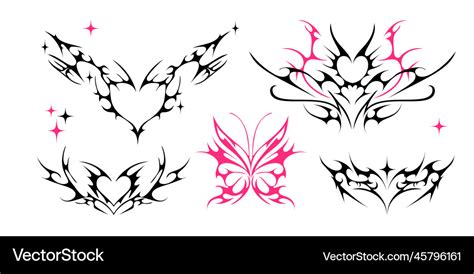 Neo Tribal Tattoo Y2k Tattoo Heart Stock Vector Royalty Free