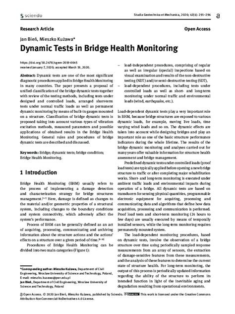 Pdf Dynamic Tests In Bridge Health Monitoring