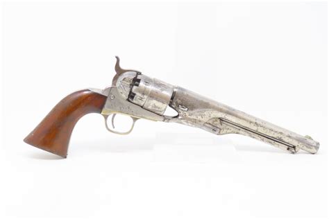 Period Nickel Antique Colt Model 1860 Army 44 Caliber Percussion