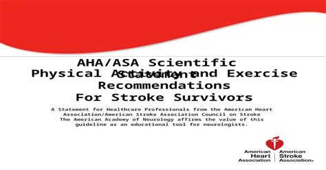 Physical Activity And Exercise Recommendations For Stroke Survivors Stroke