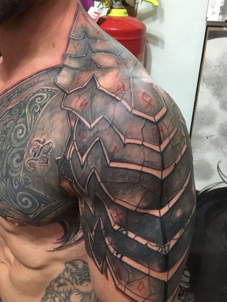 Pin By Harry Hellam On Tattoos Shoulder Armor Tattoo Armor Sleeve